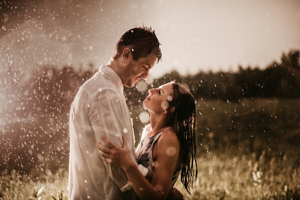 Rainy Sunset Wedding Photo
