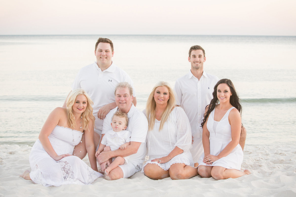 Family portrait taken in Orange Beach, Alabama.