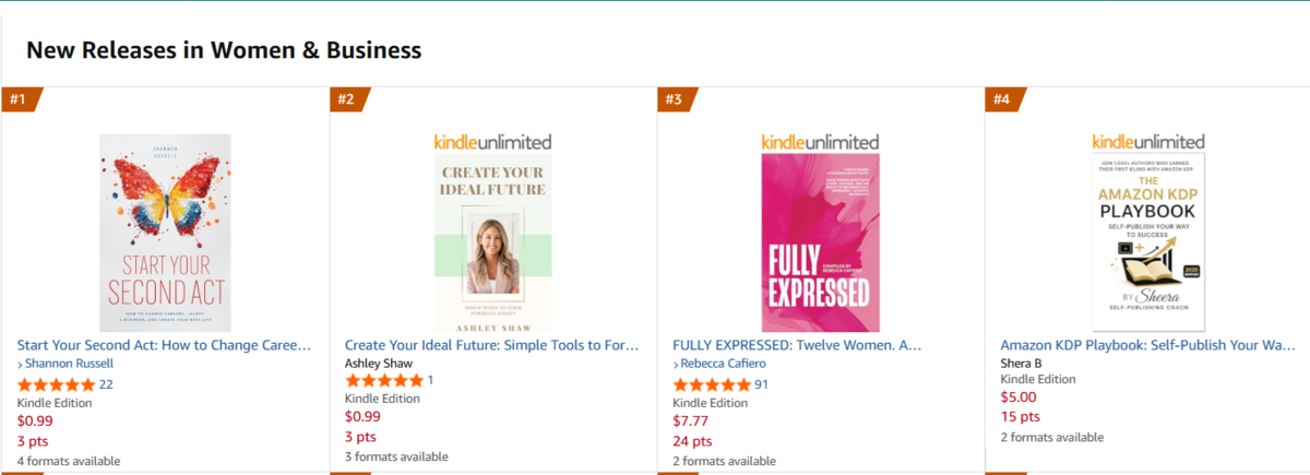 Start Your Second Act Amazon Best Seller in New Releases for Women & Business