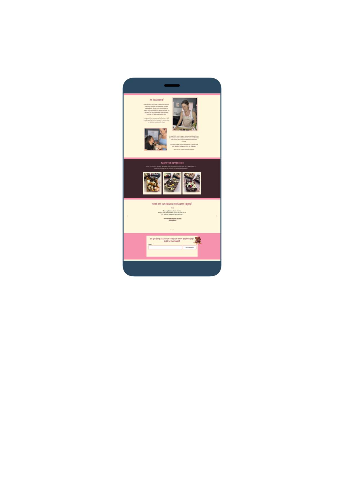 Blooming Brownies Website Mobile Screenshot