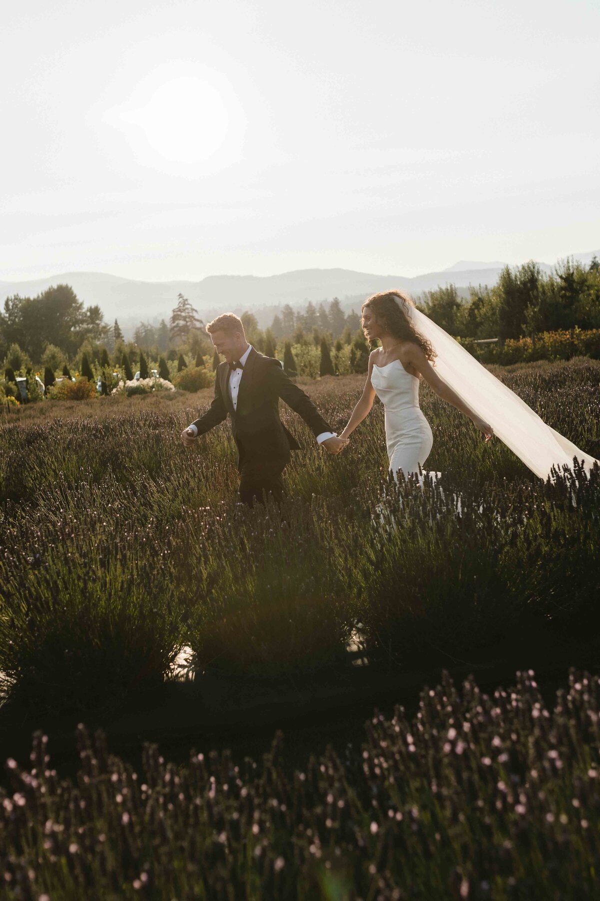 Golden hour wedding portraits at Mt. Hood Orchards