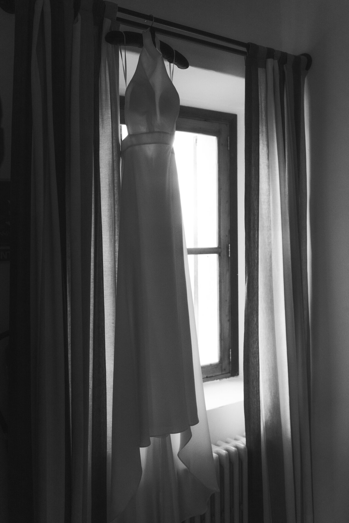 bride dress in the room