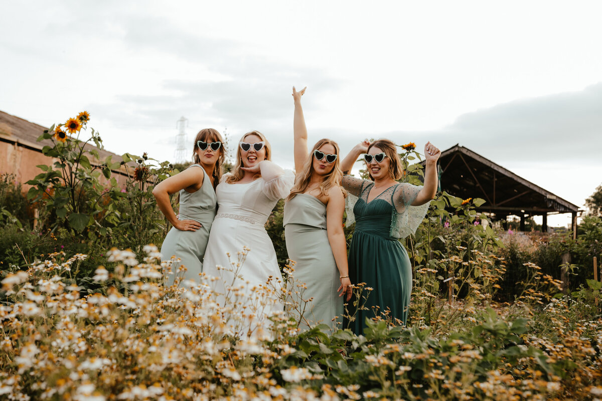 fun bridal party portraits at The Free Company 