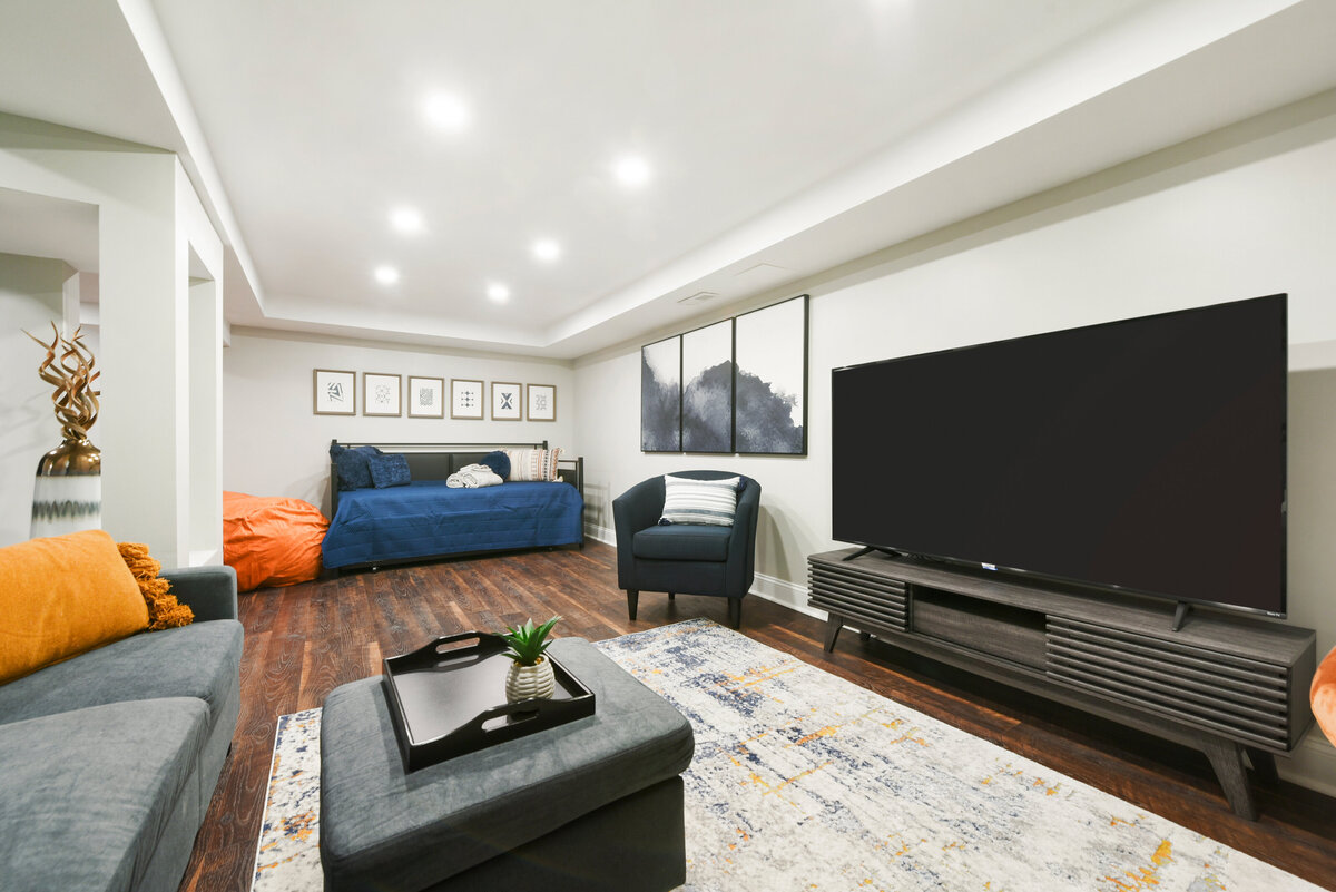 Professionally staged living room designed to maximize home value and buyer appeal