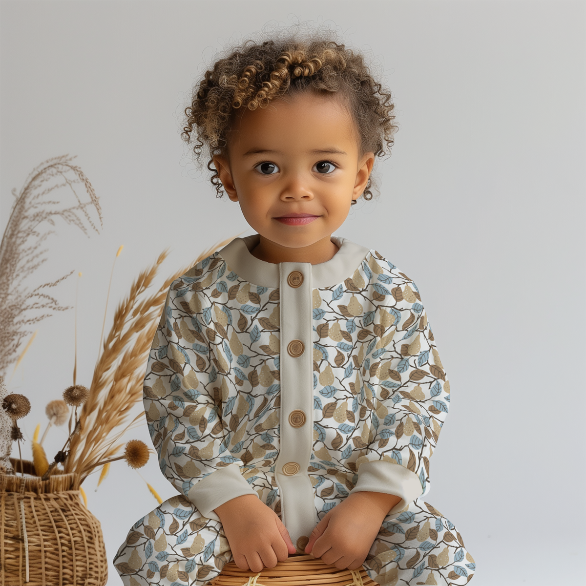 Baby child jumpsuit surface pattern design sweet pears 