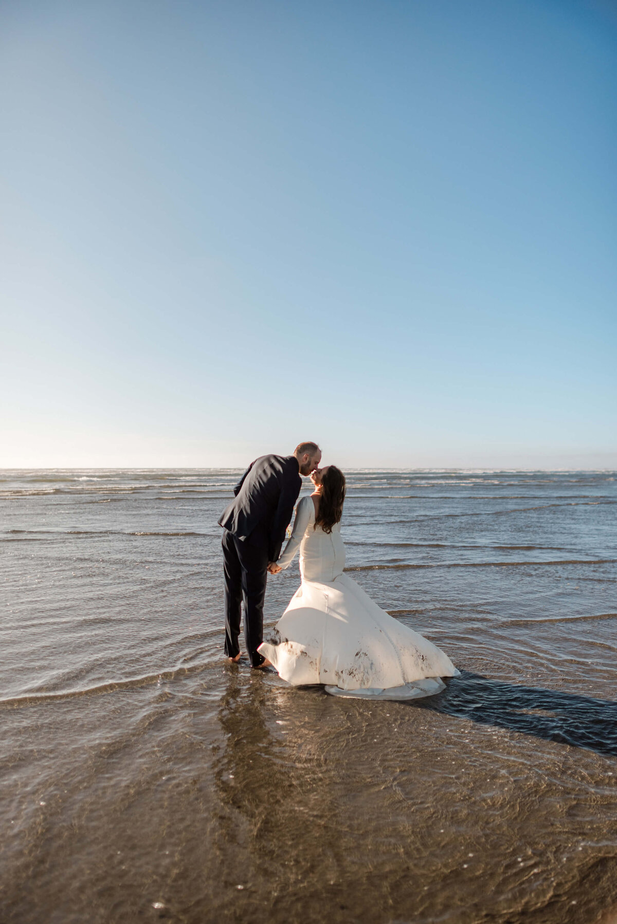 Bride and Groom at Seabrook, Washington State Wedding