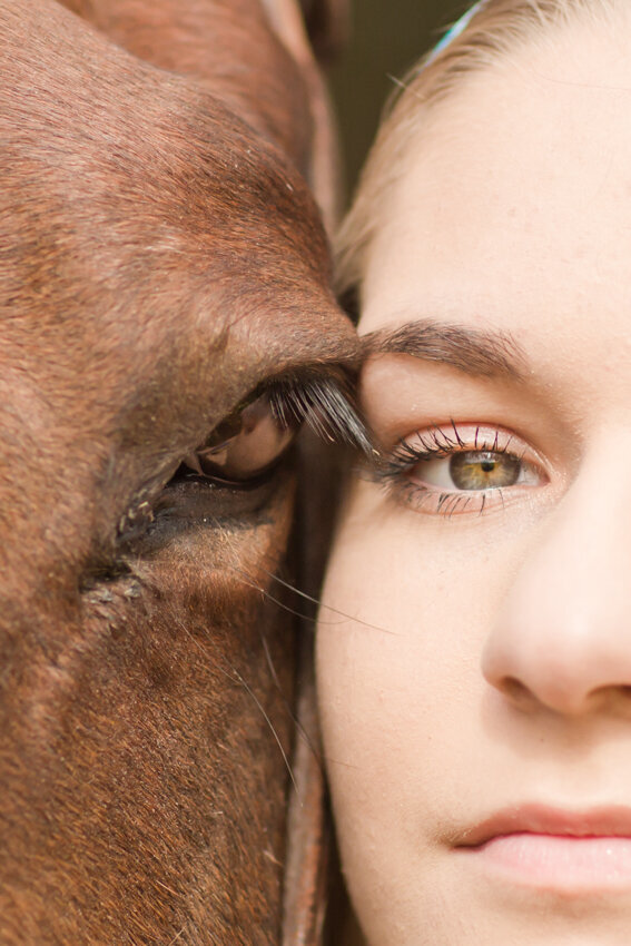 girl and horse's eyes