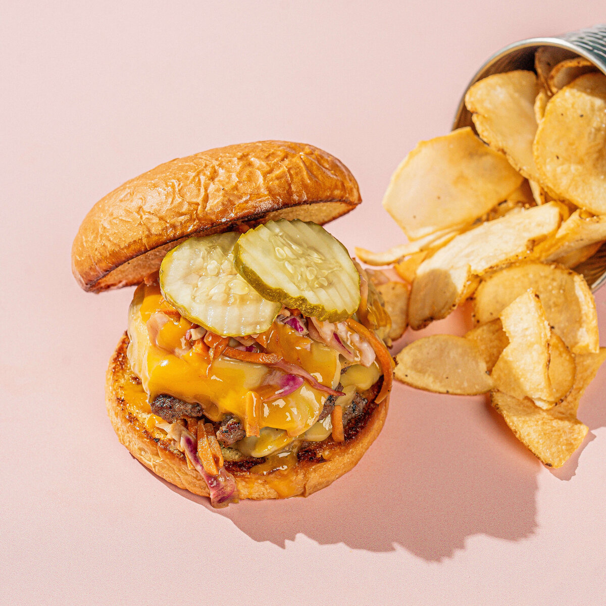 Food product photography in Greenville, SC on a pink backdrop