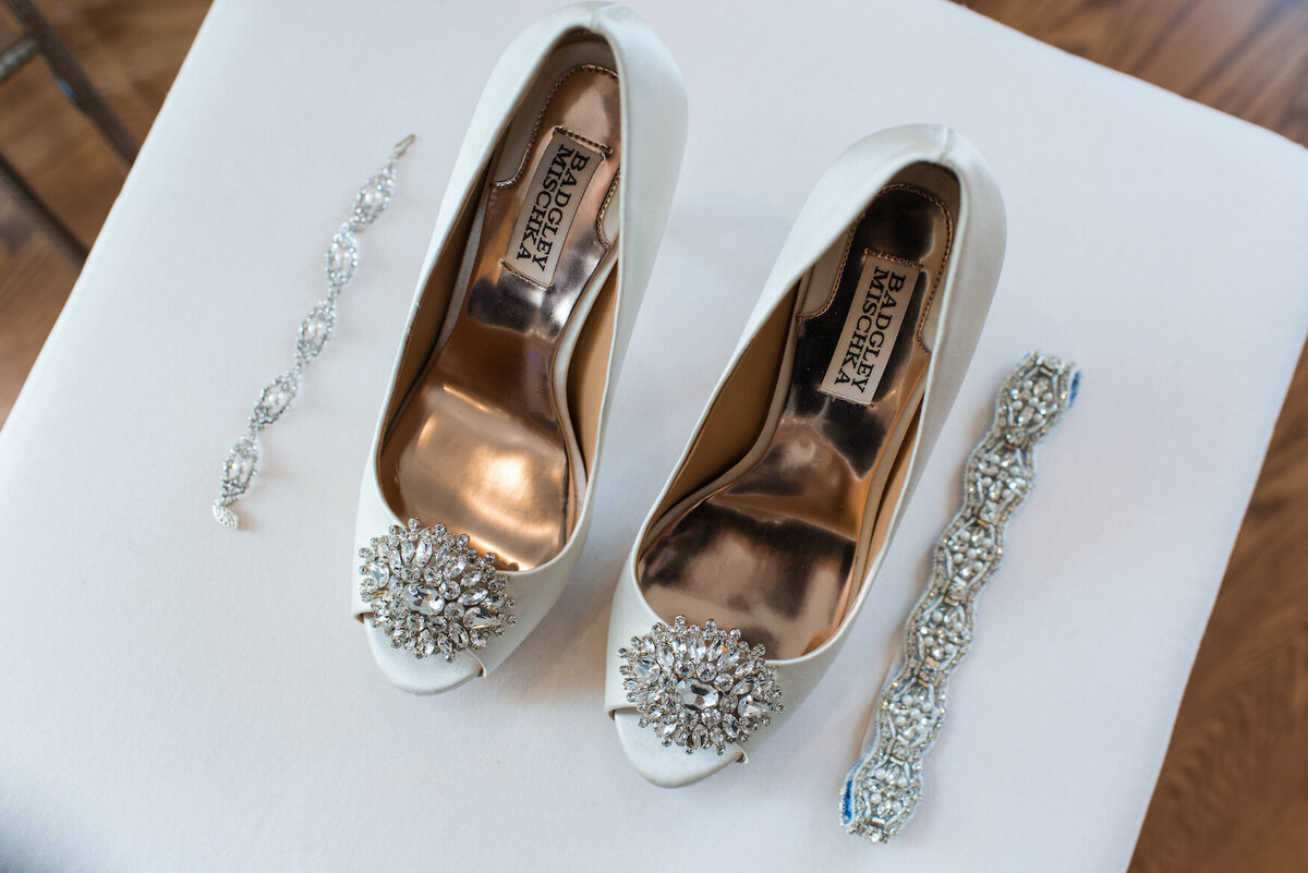 brides shoes at de Seversky Mansion