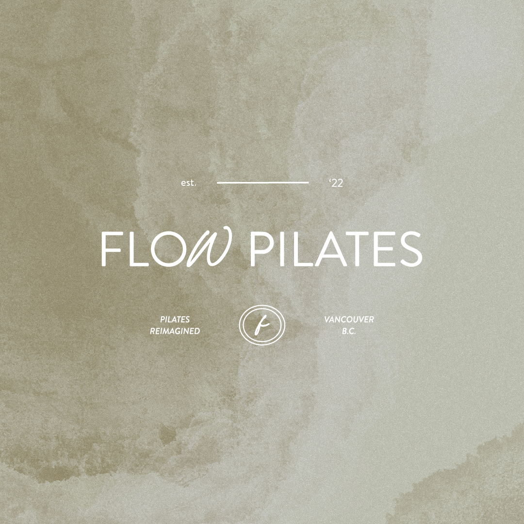 Flow Pilates primary logo design with brand pattern