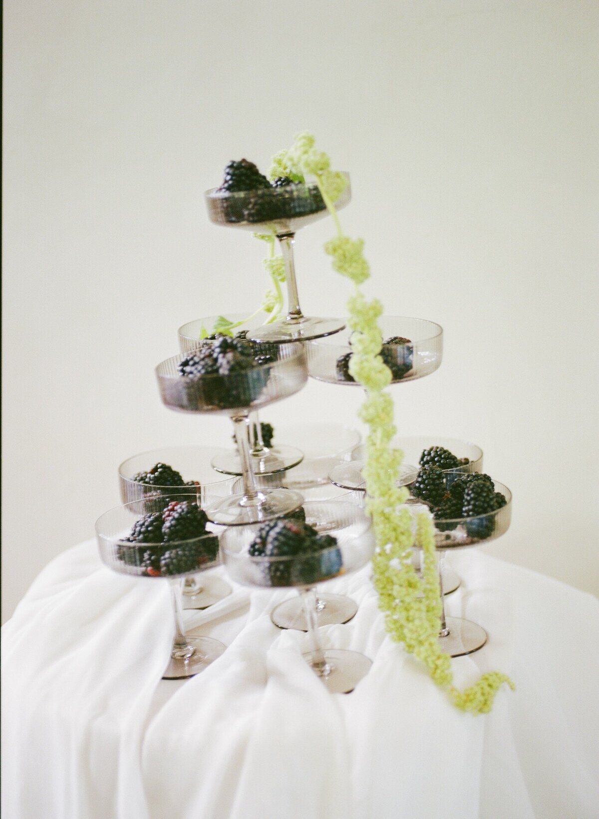 A champagne tower decoration for a wedding at Chateau Ste Agnes.