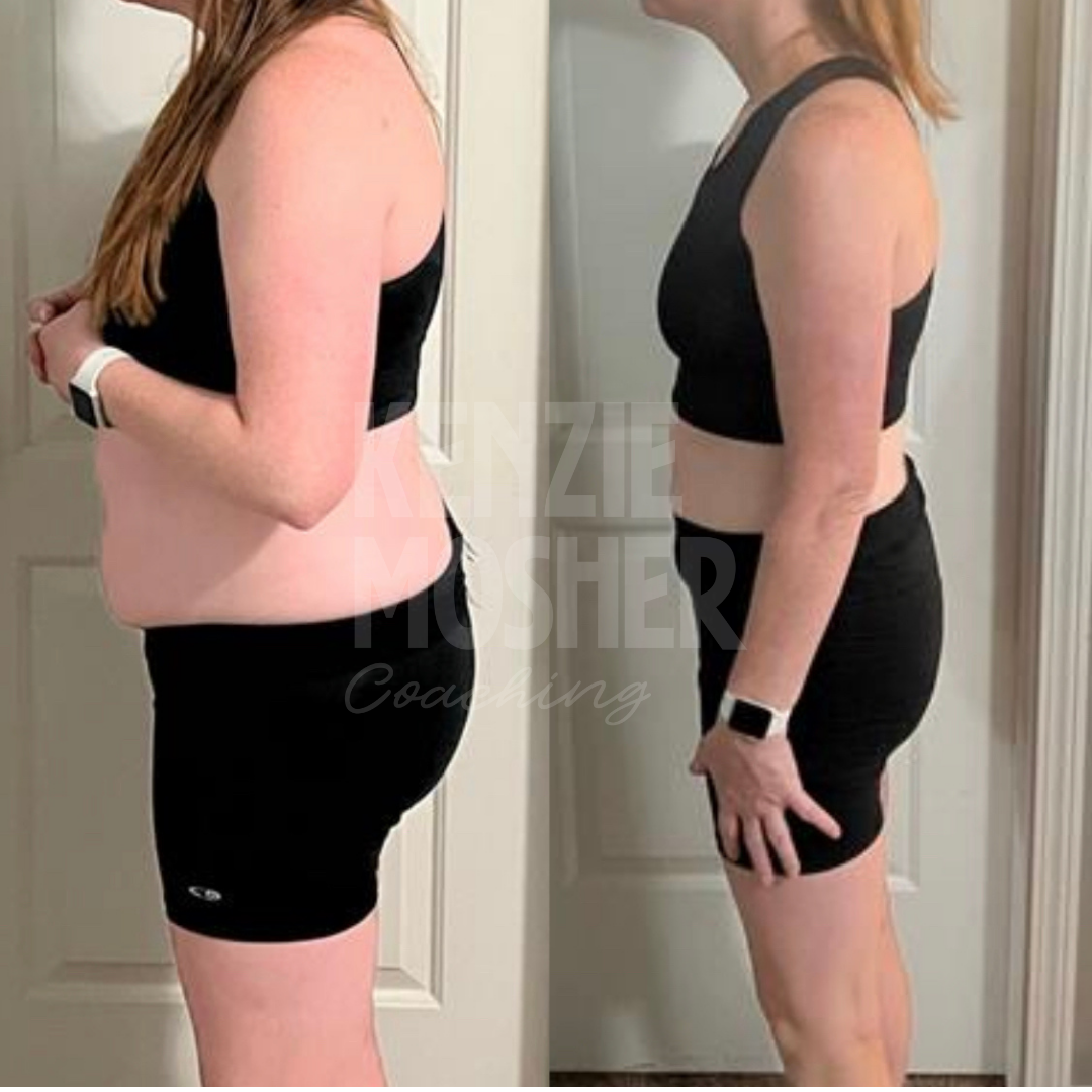 Client results showing sustained fat loss and better sleep through hormone and stress support.