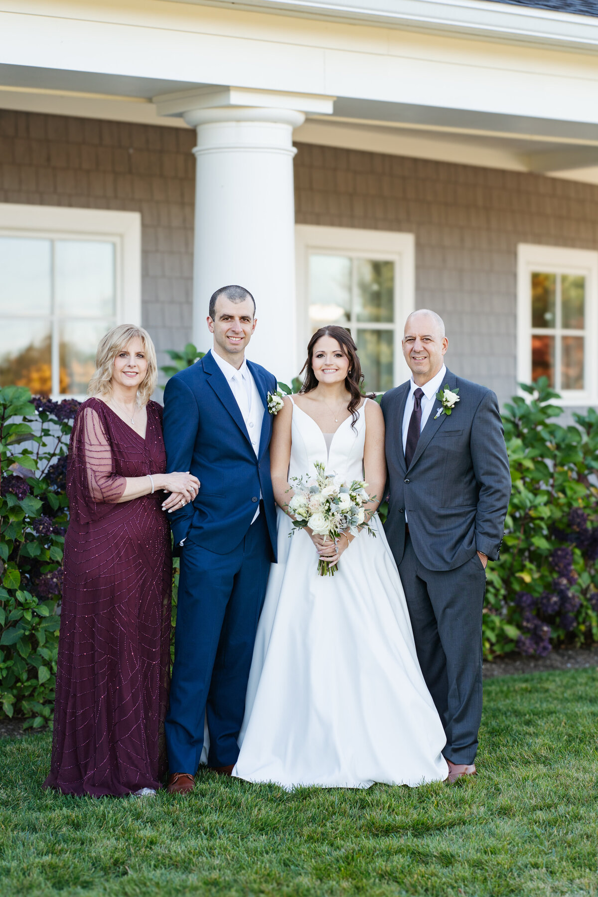 First look between bride and groom at Waverly Oaks