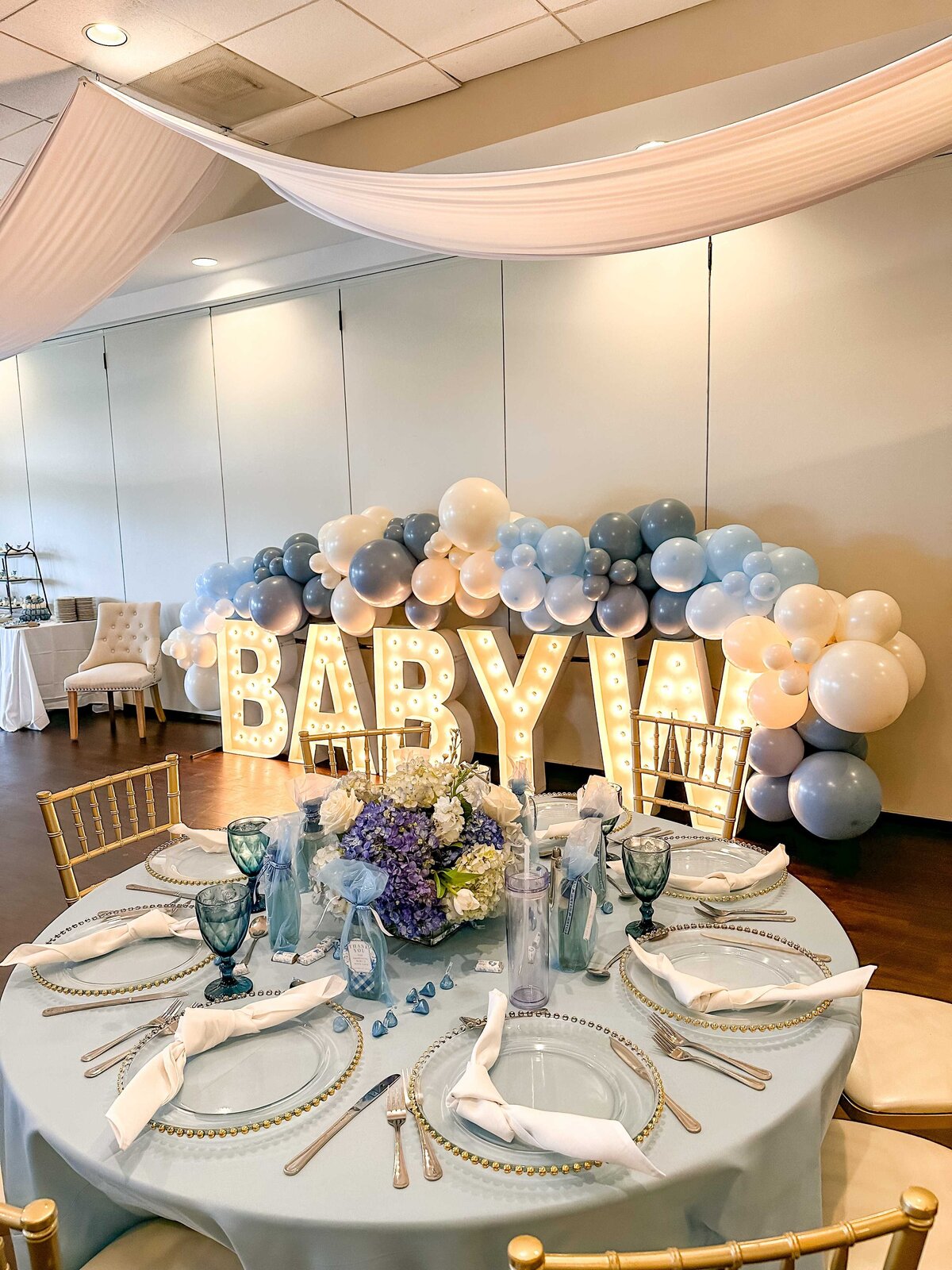 Big letters with balloons inside for baby shower
