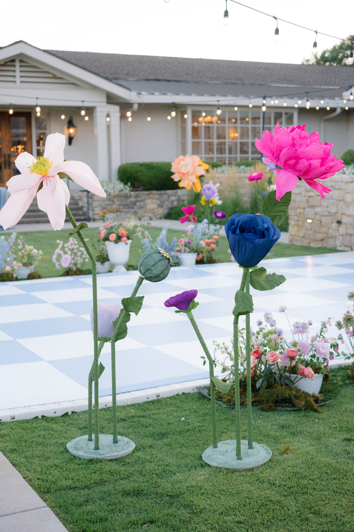 giant flower decor at Mission Hills Country Club Kansas City wedding