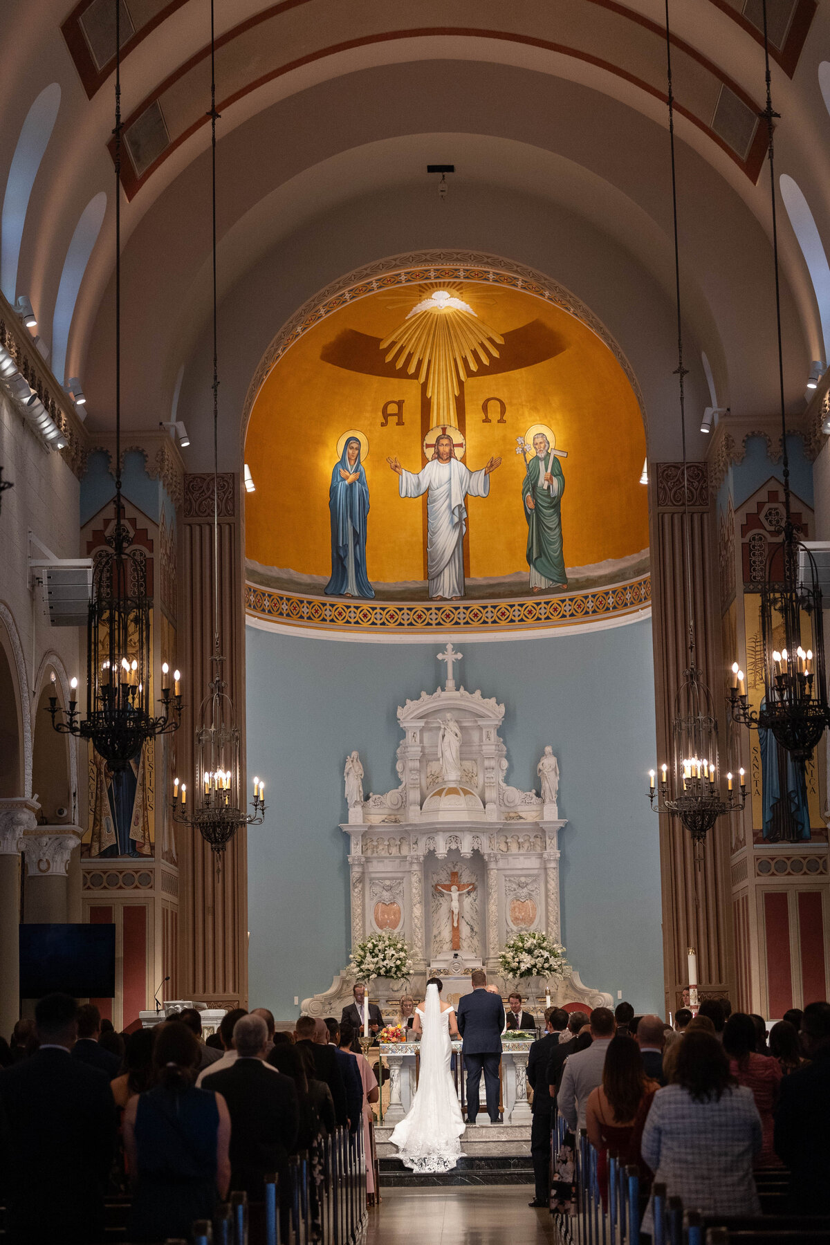 Bride and groom at St Monica's