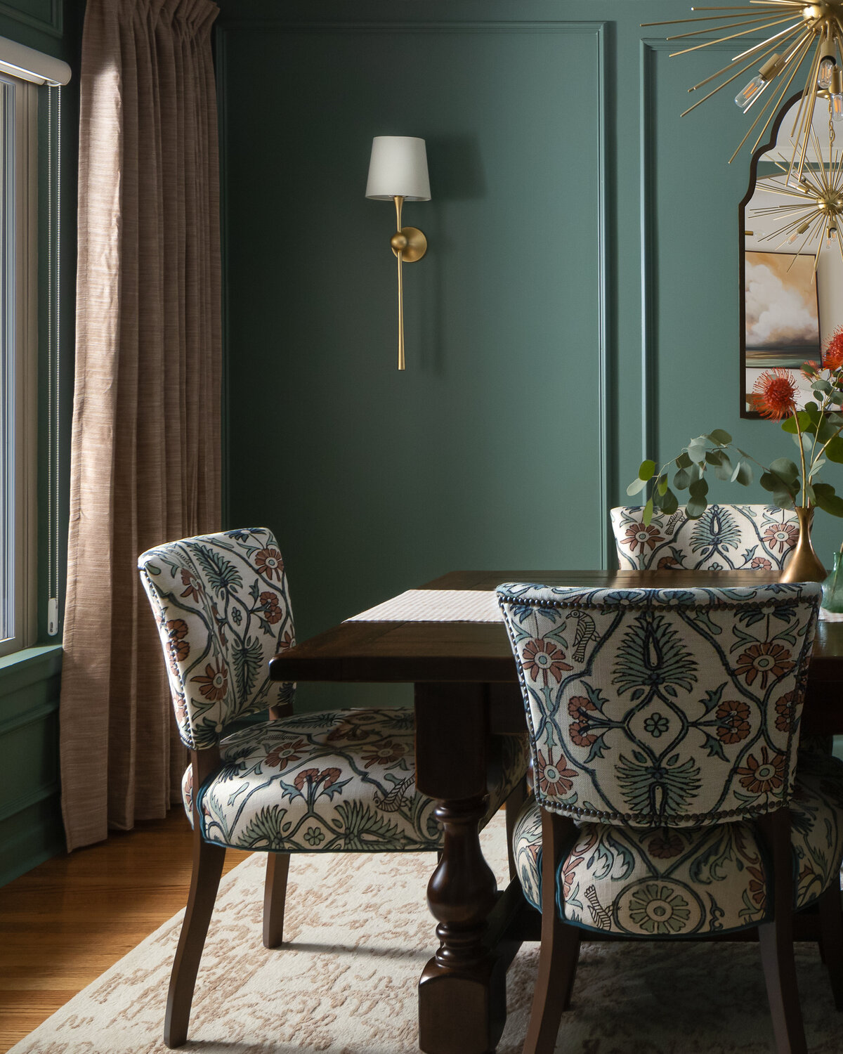 dusti j design floral chairs green dining