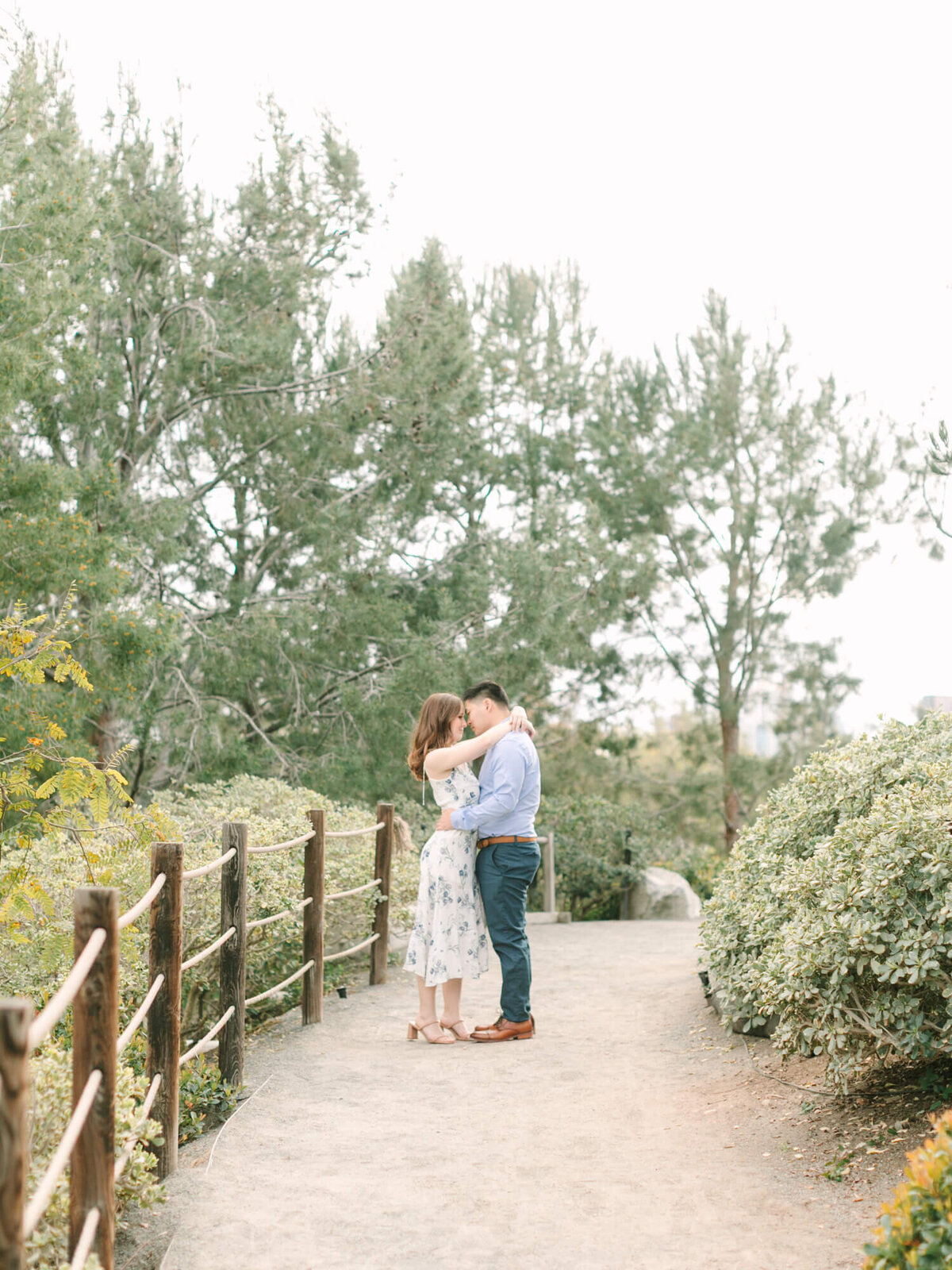 couple at japanese garden in balboa park engagement session