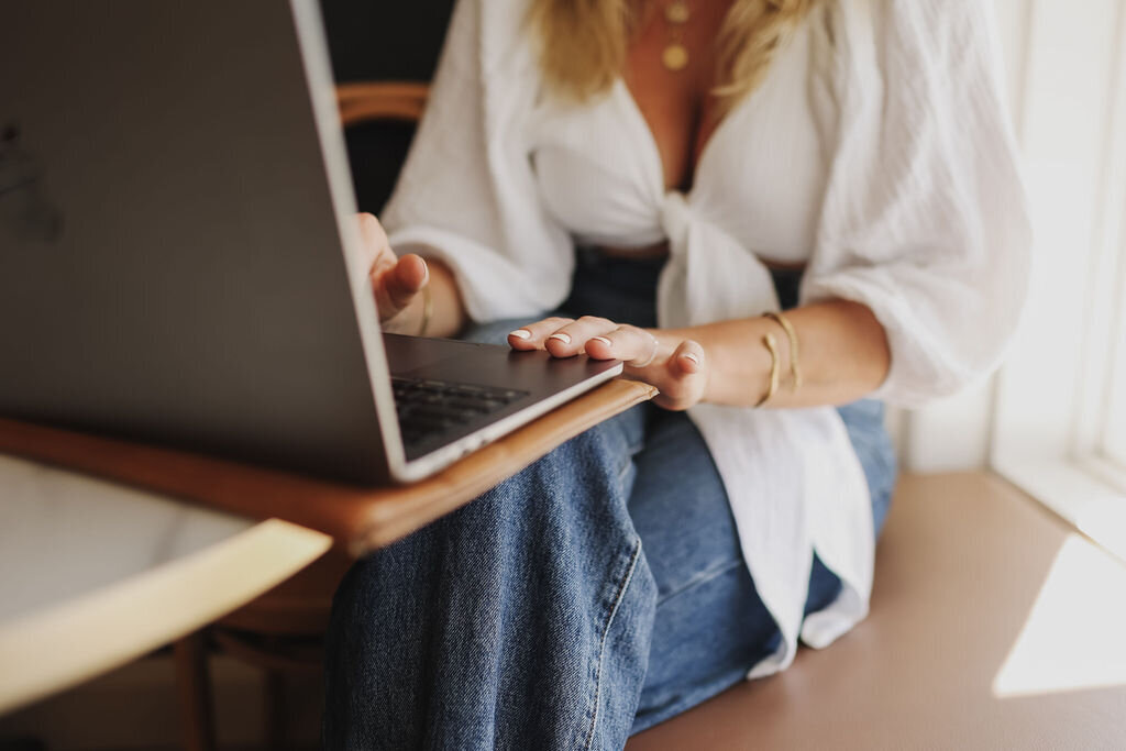 Woman working on a laptop