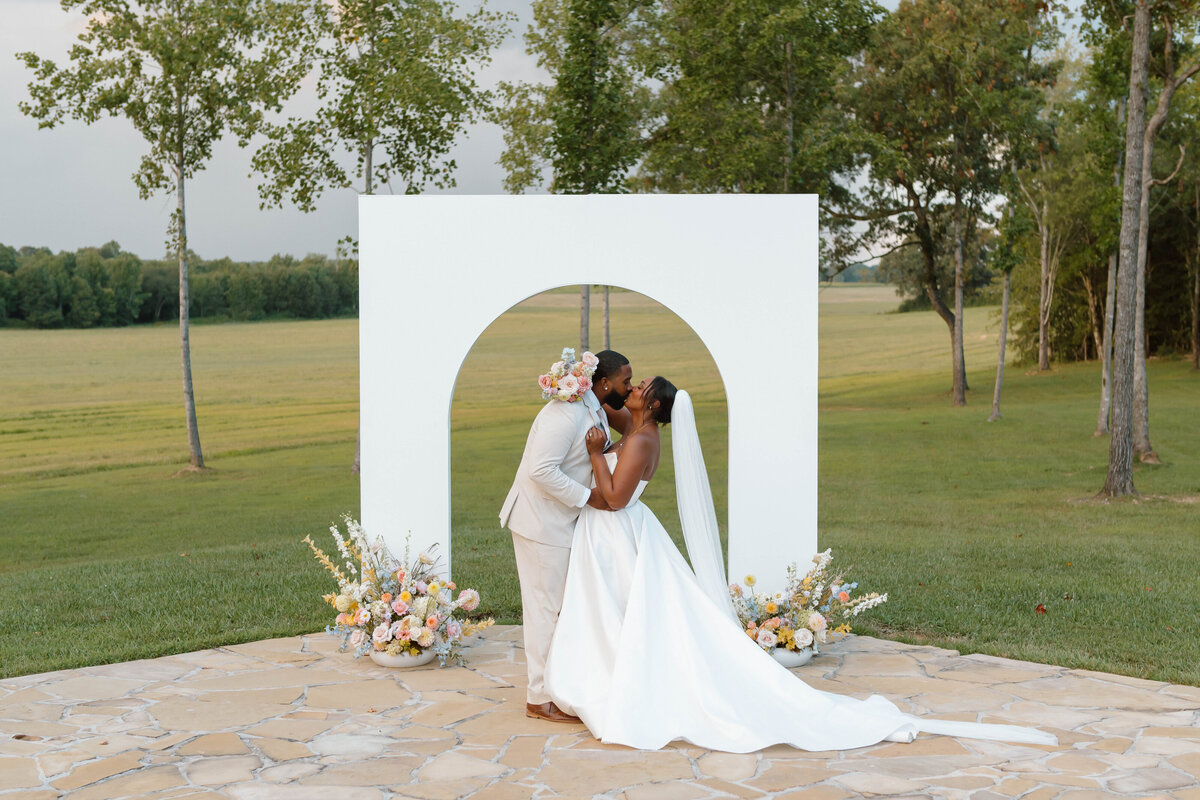 A happy couple enjoying their wedding day