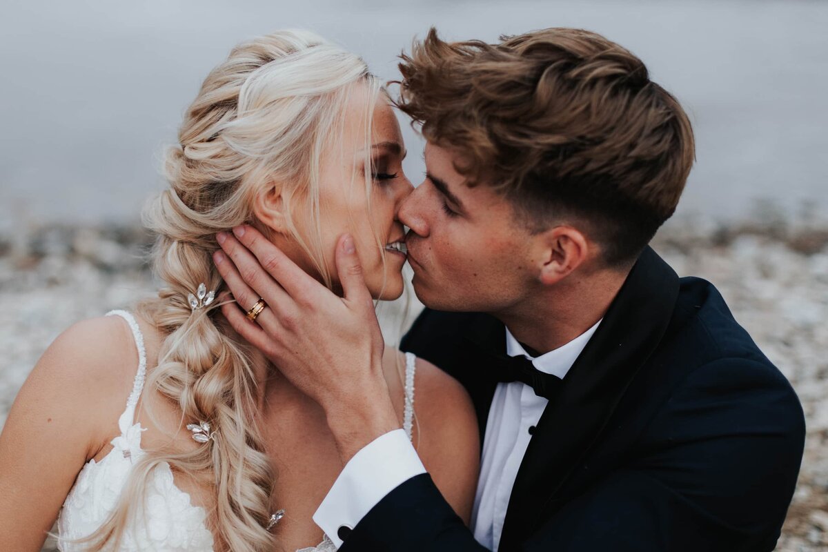 bride kissing groom