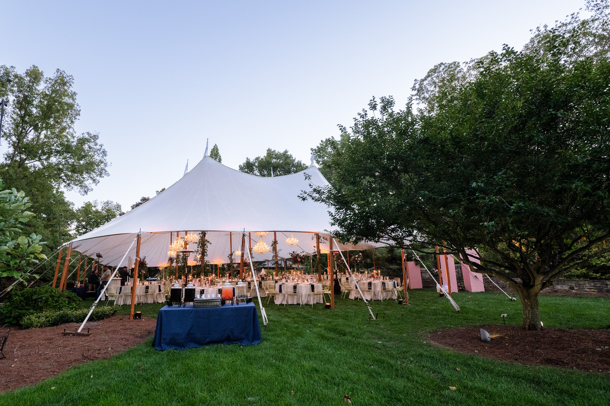 Outdoor tented wedding reception