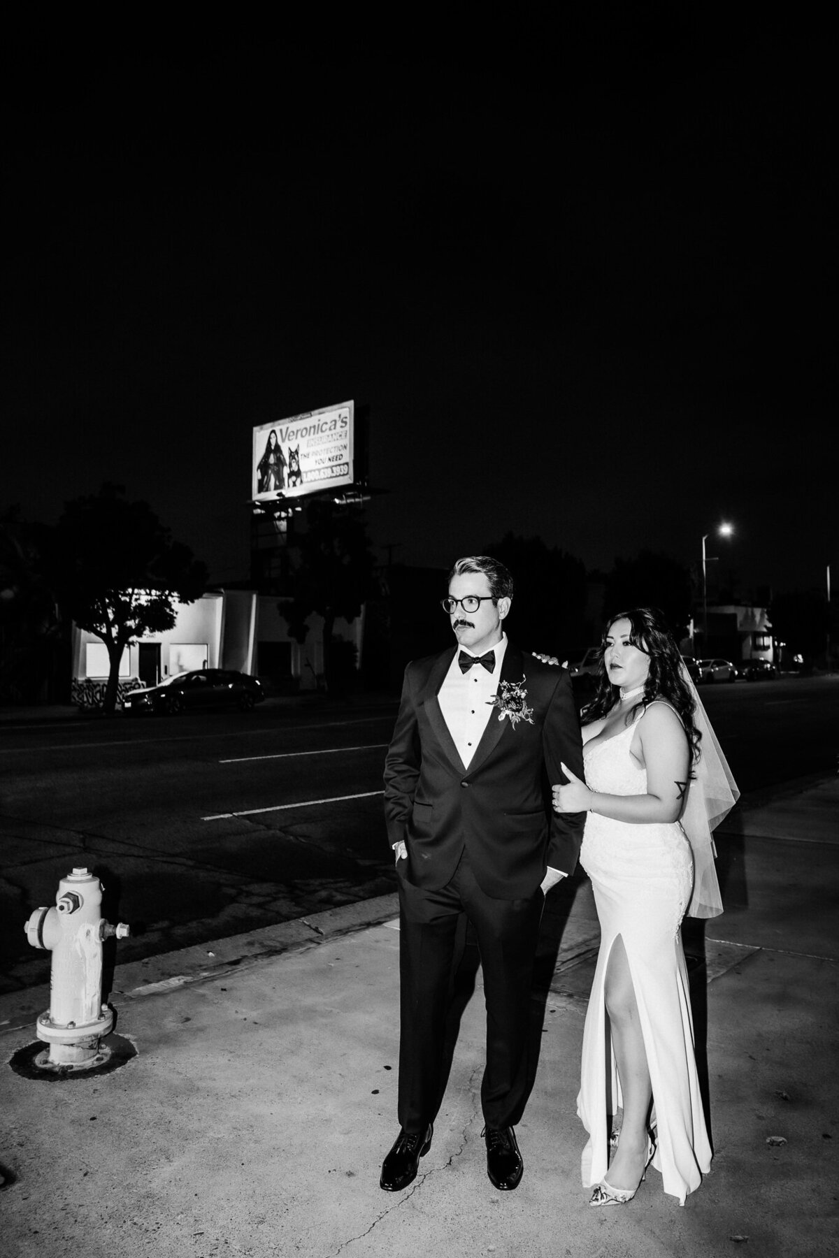 Archer Inspired Photography - Christina and Jake Wedding - Smog Shoppe Los Angeles - Night Flash Couple Photos-140