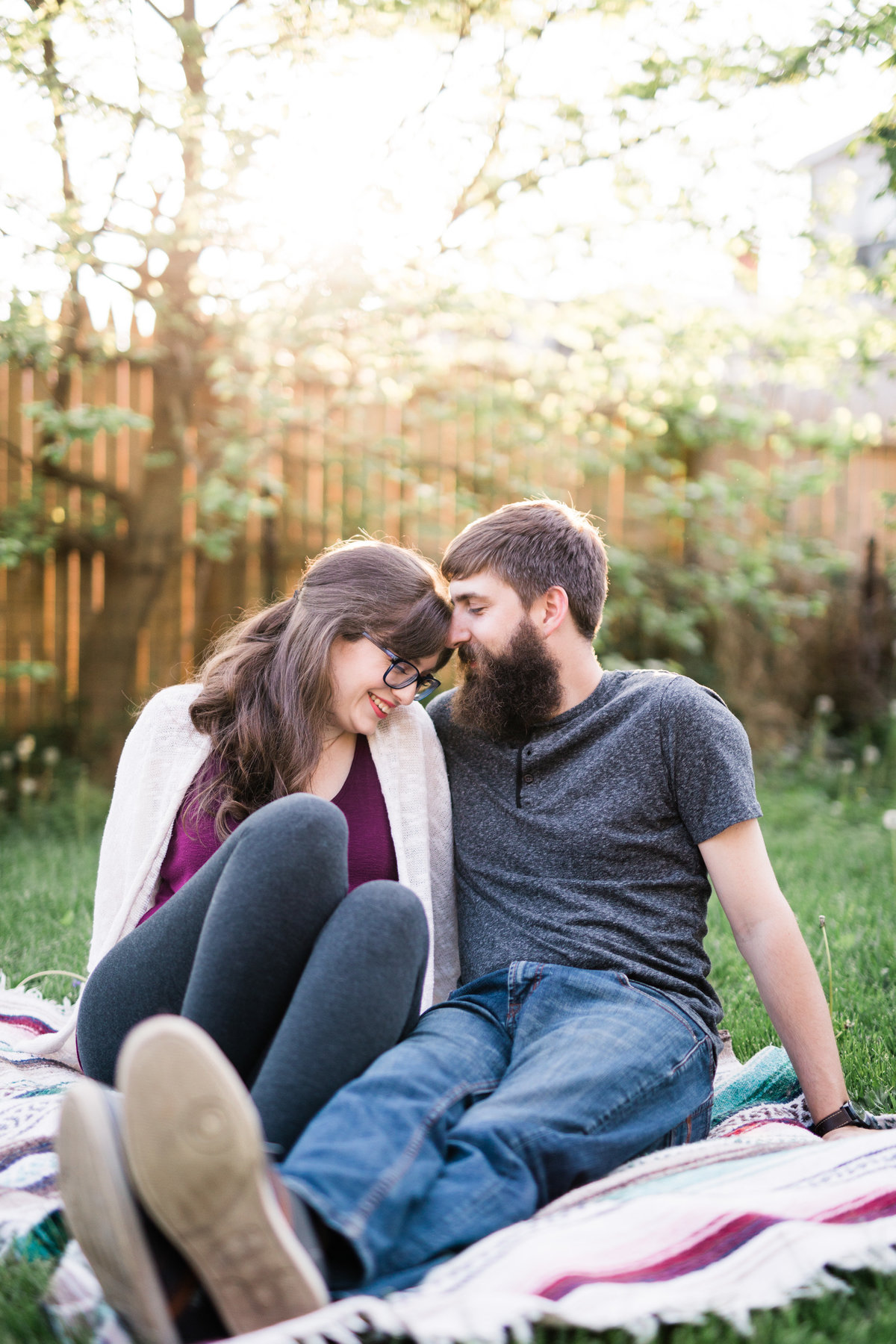 Couple in their backyard