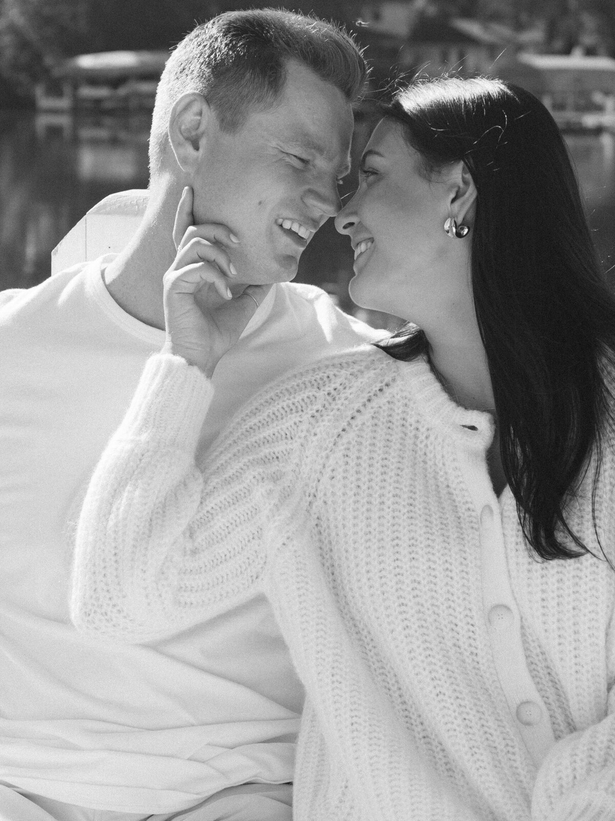 black and white portrait on lake beulah