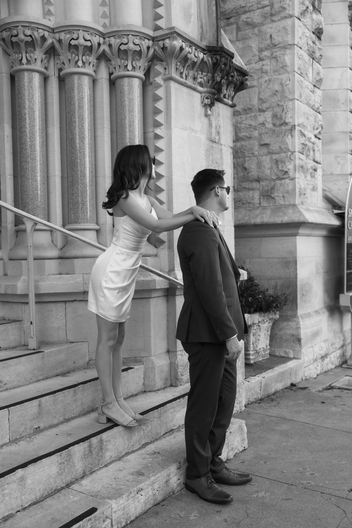 Black and white documentary engagement photos