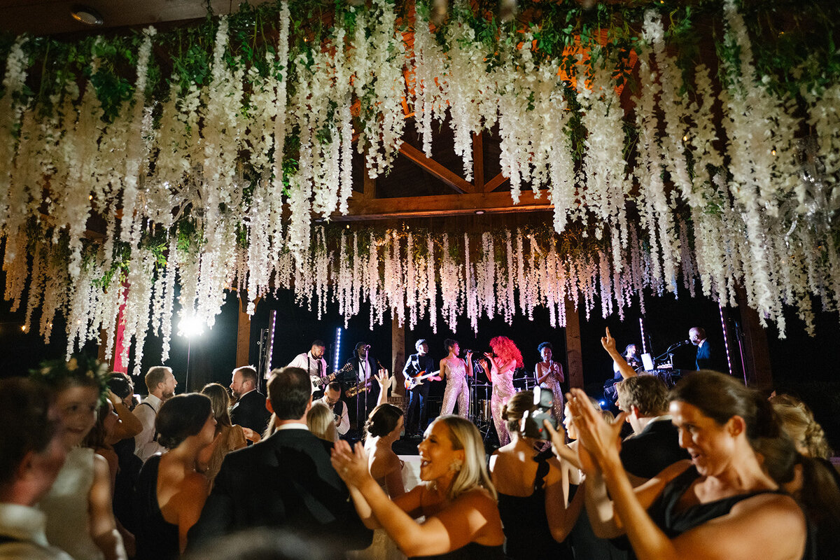full dance floor at wedding reception