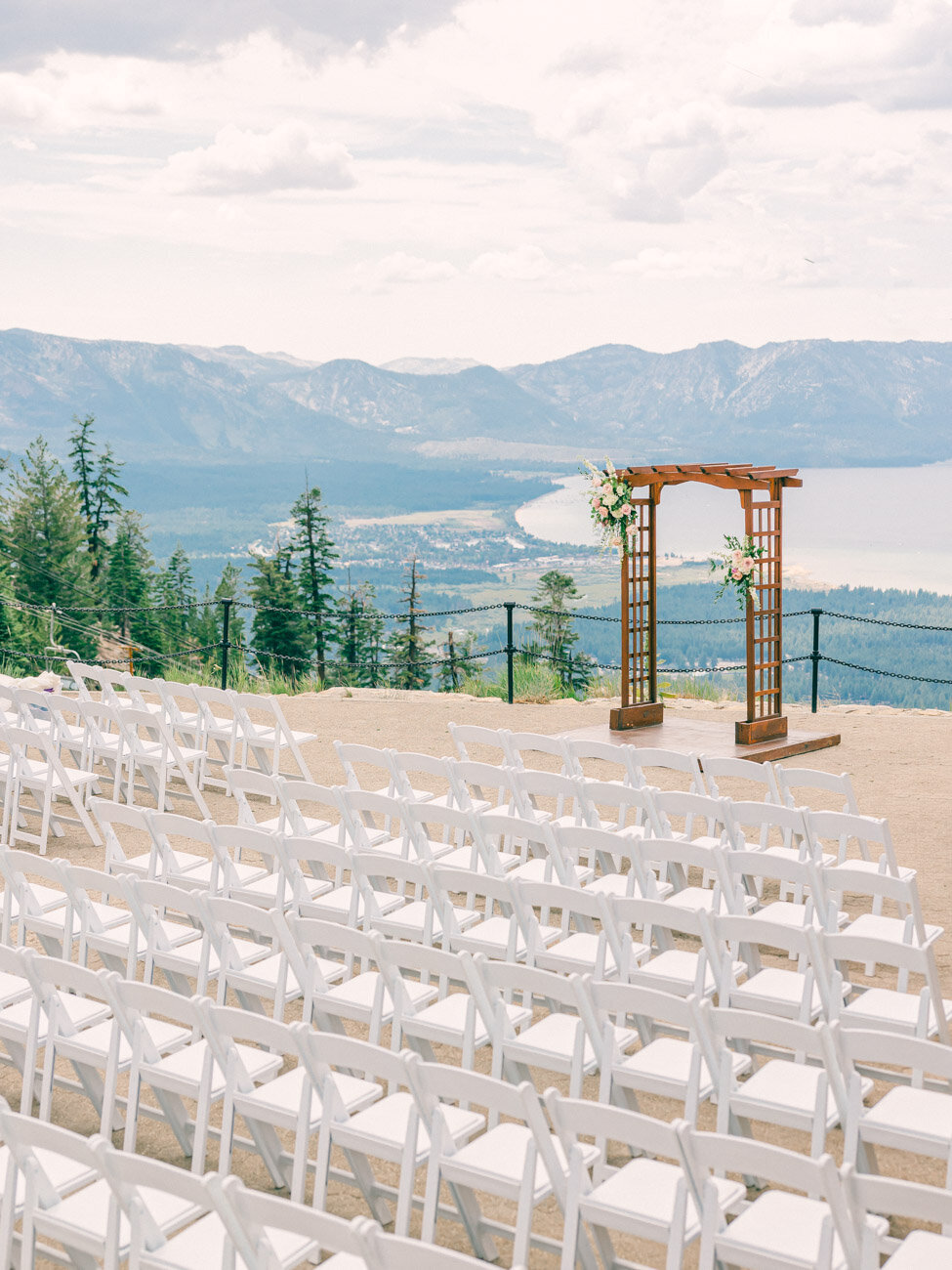Top of the mountain wedding overlooking Lake Tahoe. Best Lake Tahoe wedding venue.