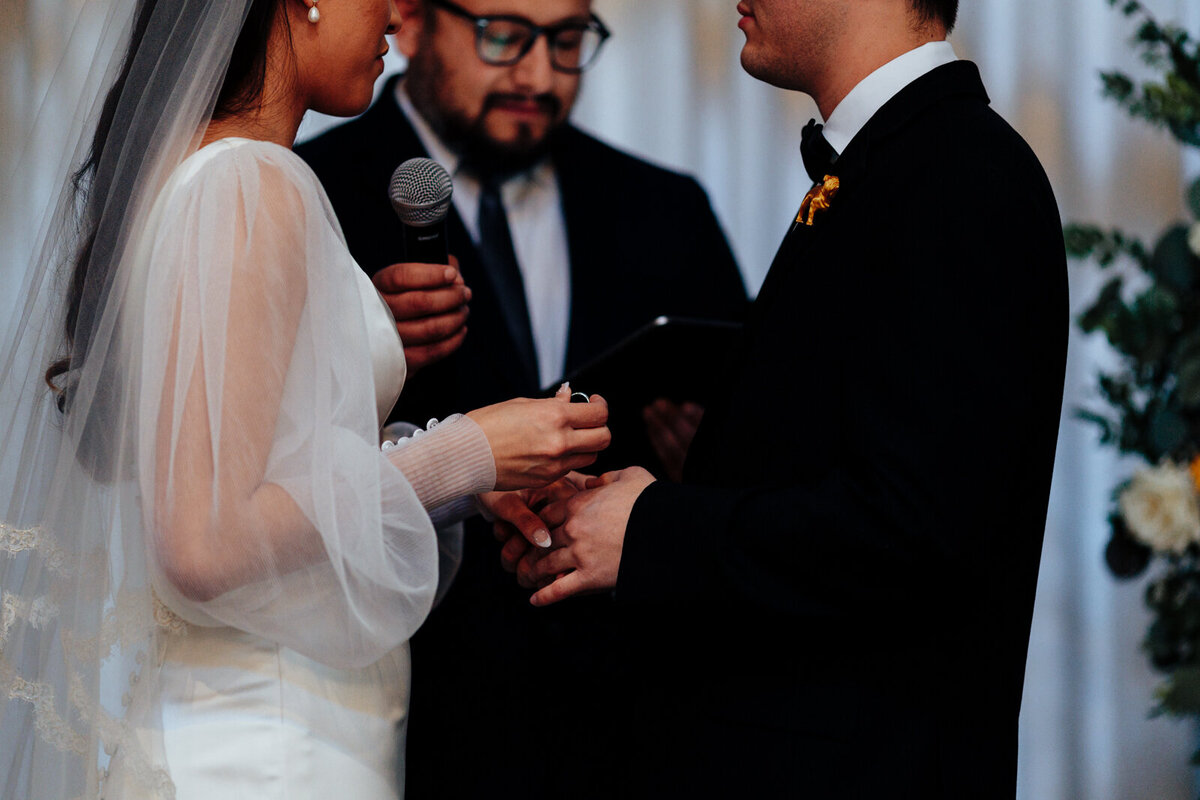 Ring exchange at wedding ceremony in Las Vegas