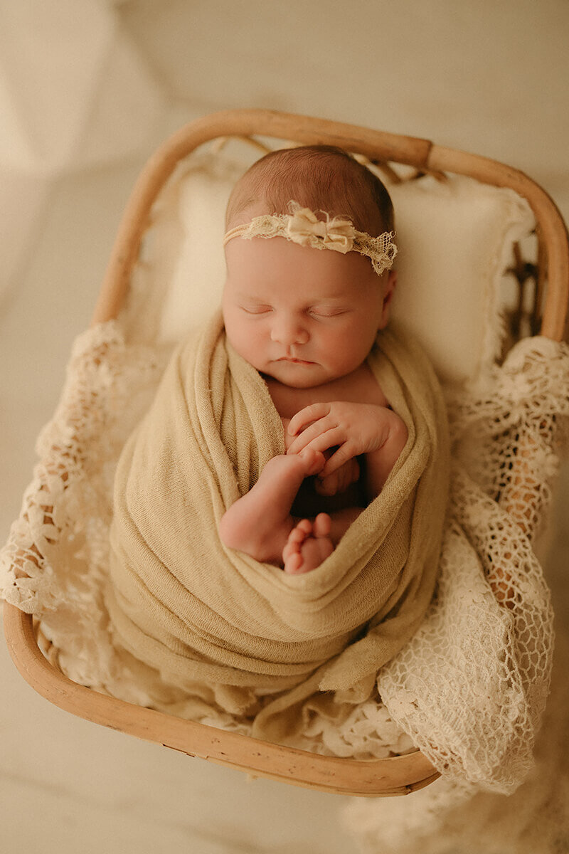 Nashville newborn photographer in studio captures baby’s first portraits