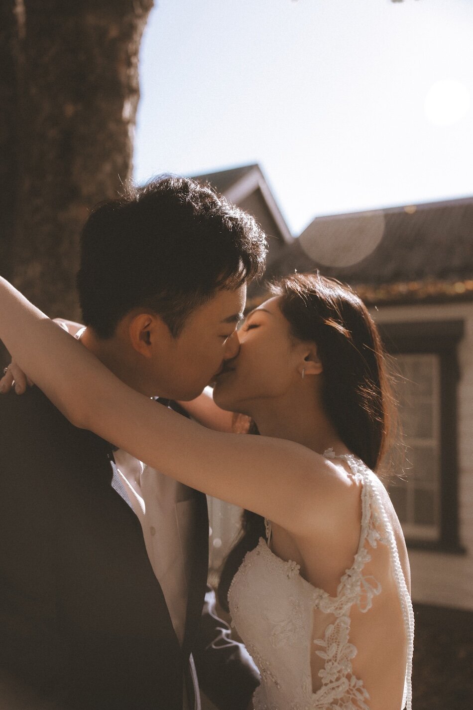 Autumn wedding shoot at Millbrook, Arrowtown. Vintage car & helicopter.