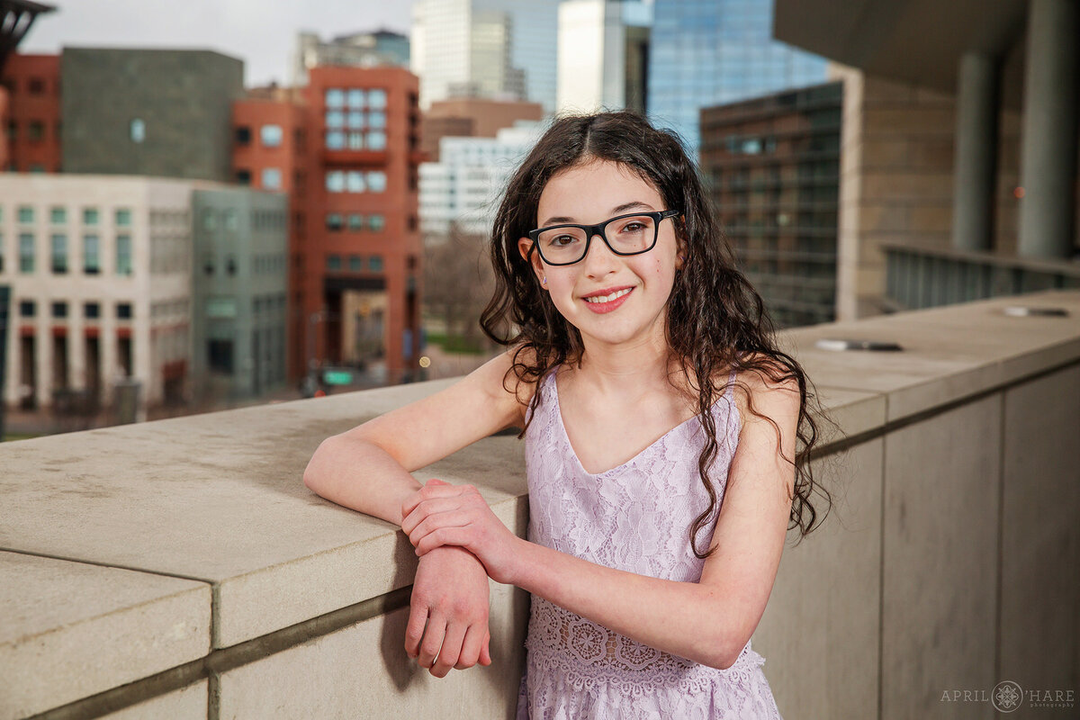 Cute Portrait of a Bat Mitzvah Girl at her Denver Party at History Colorado