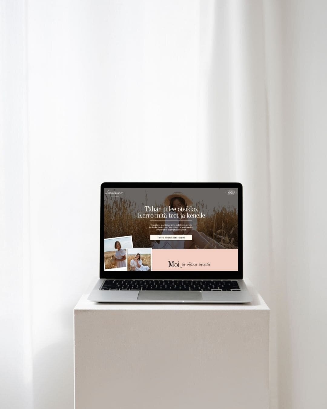 läppäri, jossa kuva valmiista nettisivupojkasta