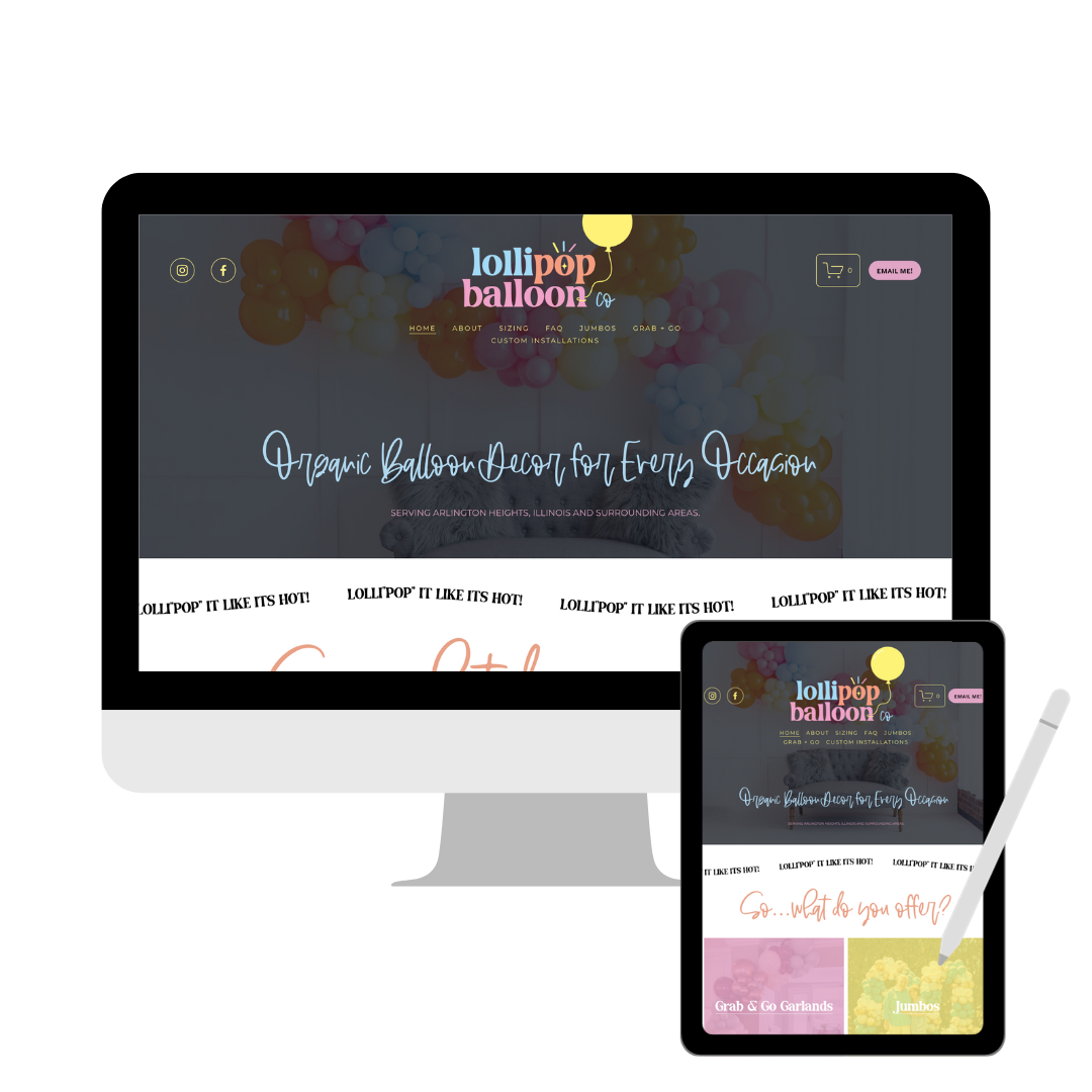 Website Mockup for Lollipop Balloon Co