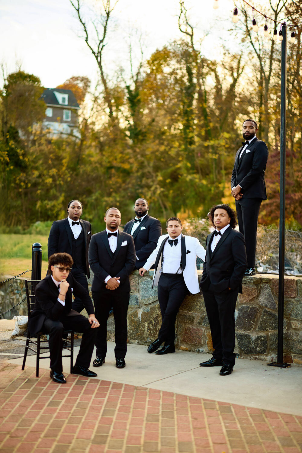 Fierce look of groom and groomsmen