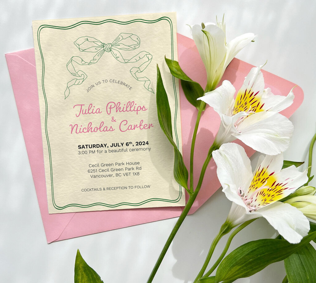 Colourful peach, pink and tan photos by Unadorned Stationery, wedding signage and stationery in Vancouver, British Columbia, featured on the Brontë Bride Vendor Guide.