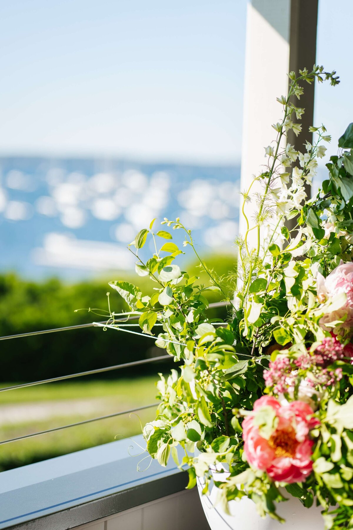 beautiful vibrant wedding flowers at alter