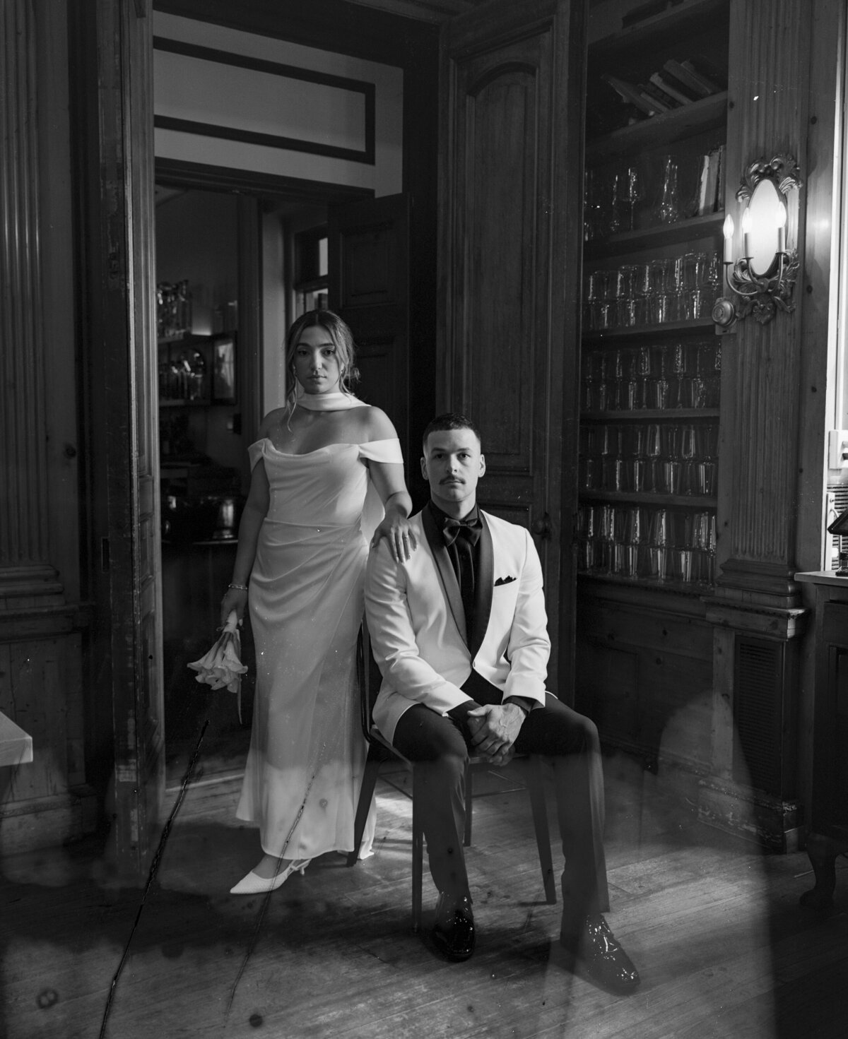 Medium-format film Hudson Valley wedding photography highlighting reception details and candid joy at Tarrytown House Estate
