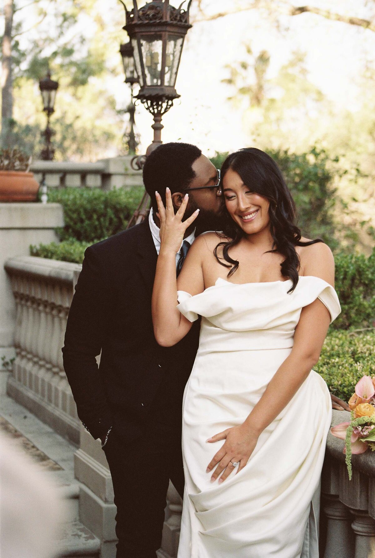 Film wedding portraits at golden hour