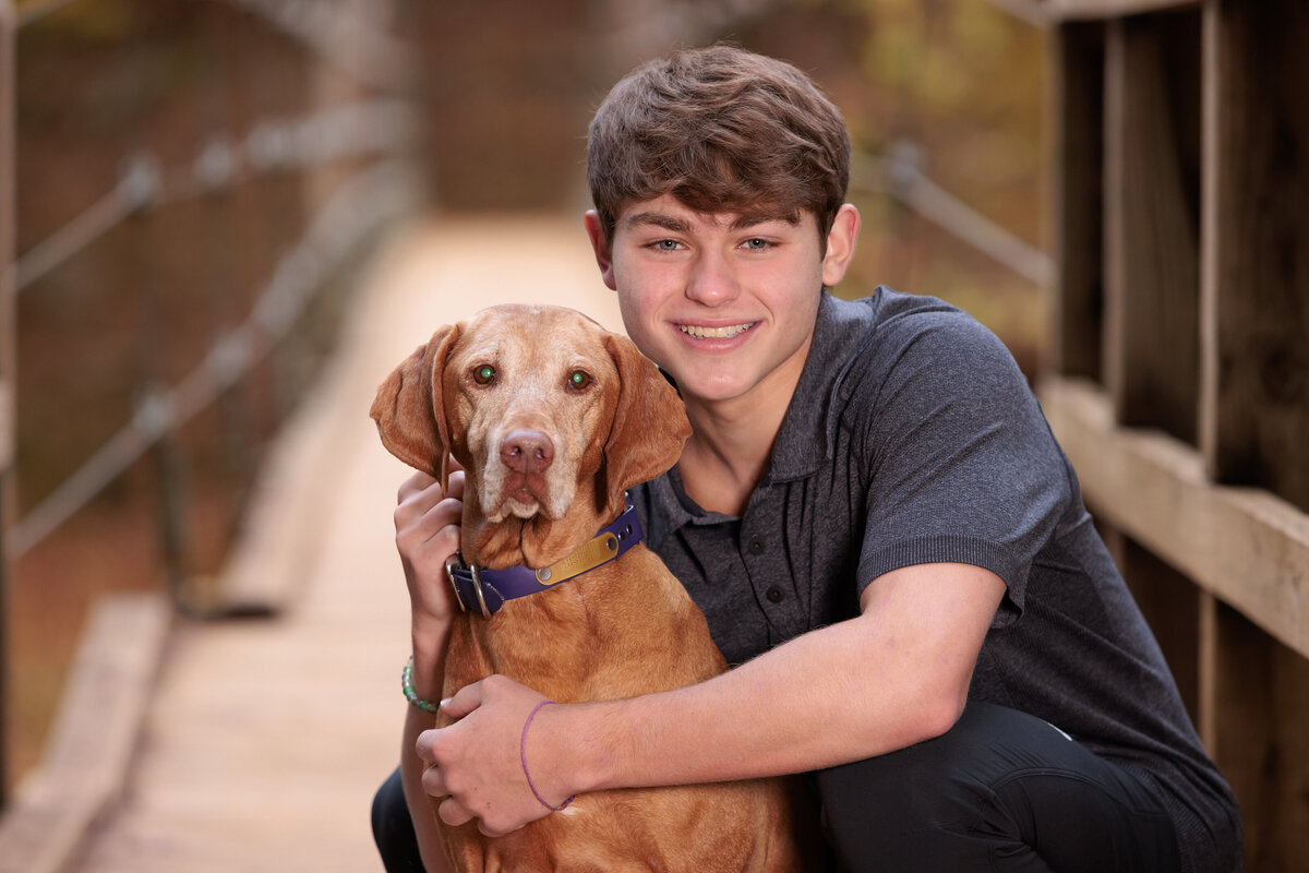 Holly Springs Senior with his dog