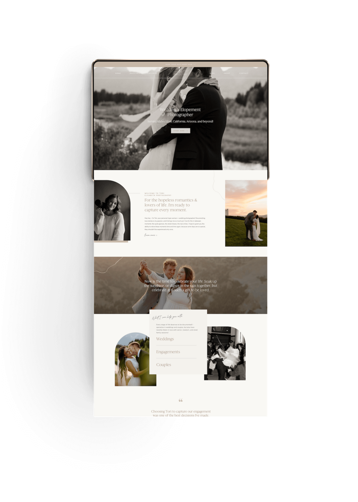 Showit website Tori Elisabeth Photography