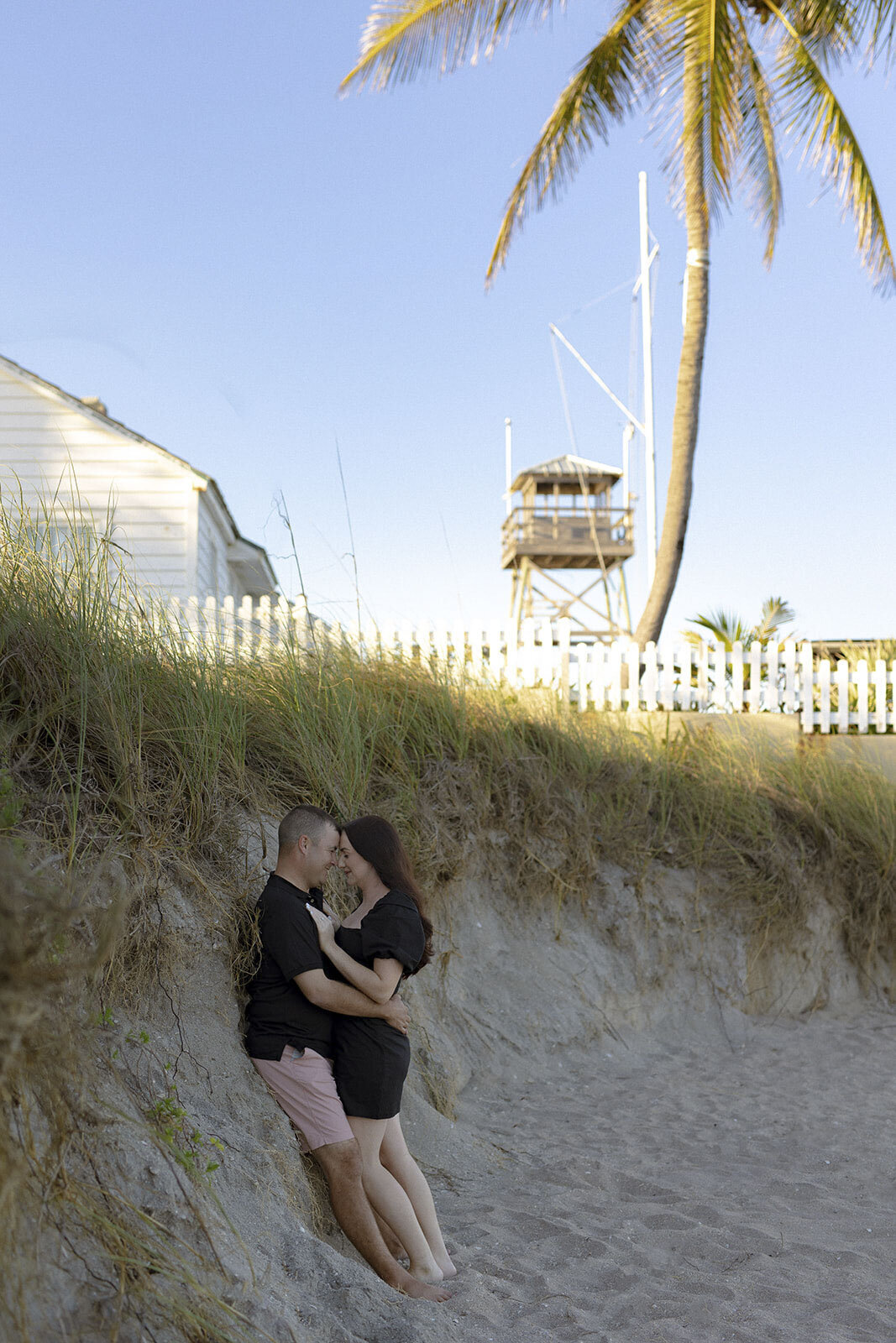 Couple embracing on a sandy beach