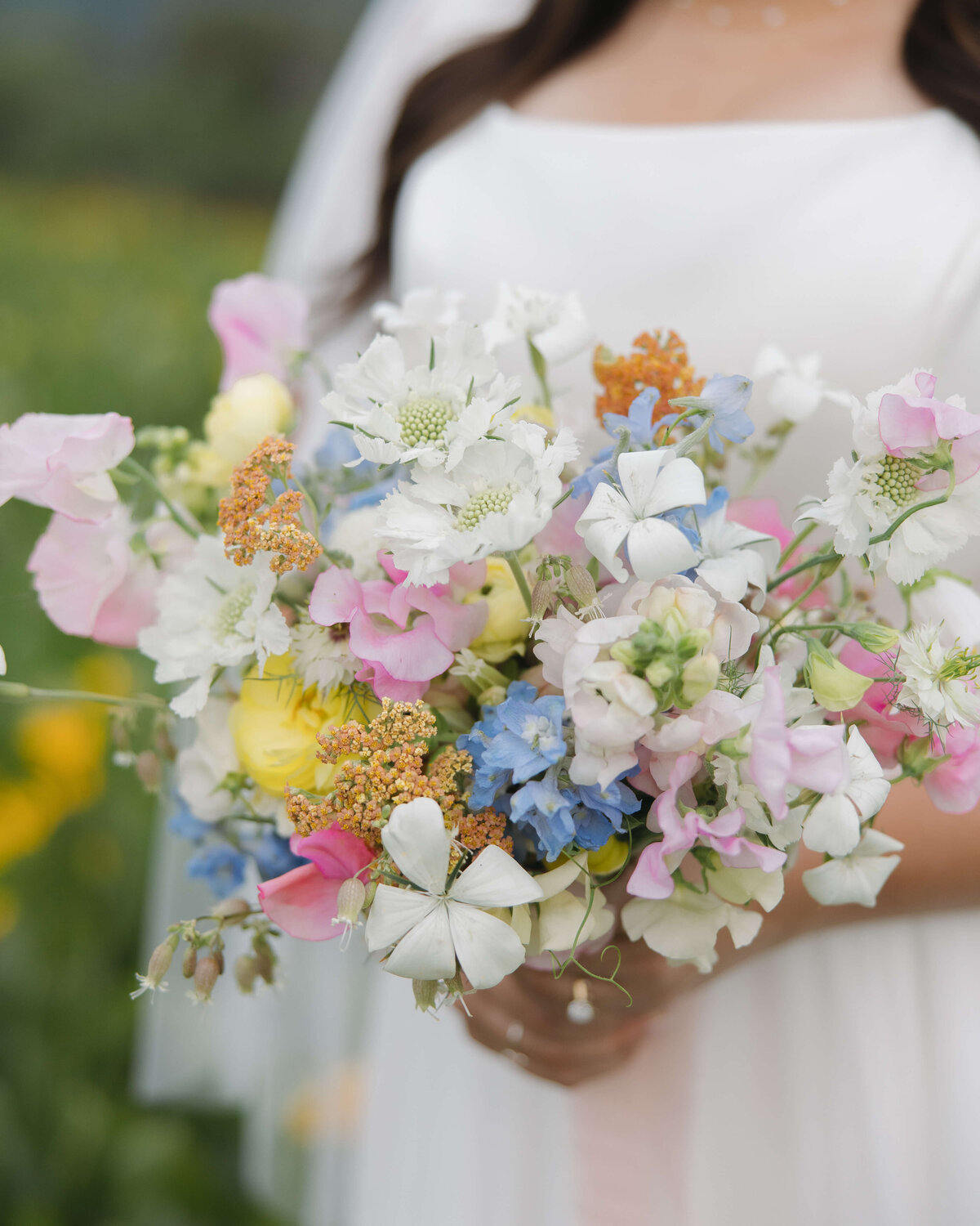 close-up of bridal bouquet