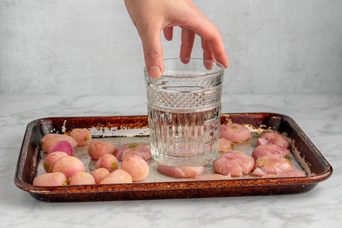 smashing radishes action shot for Eating Well