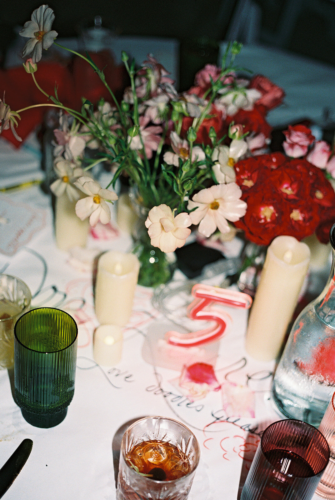 Wedding reception neon table numbers 