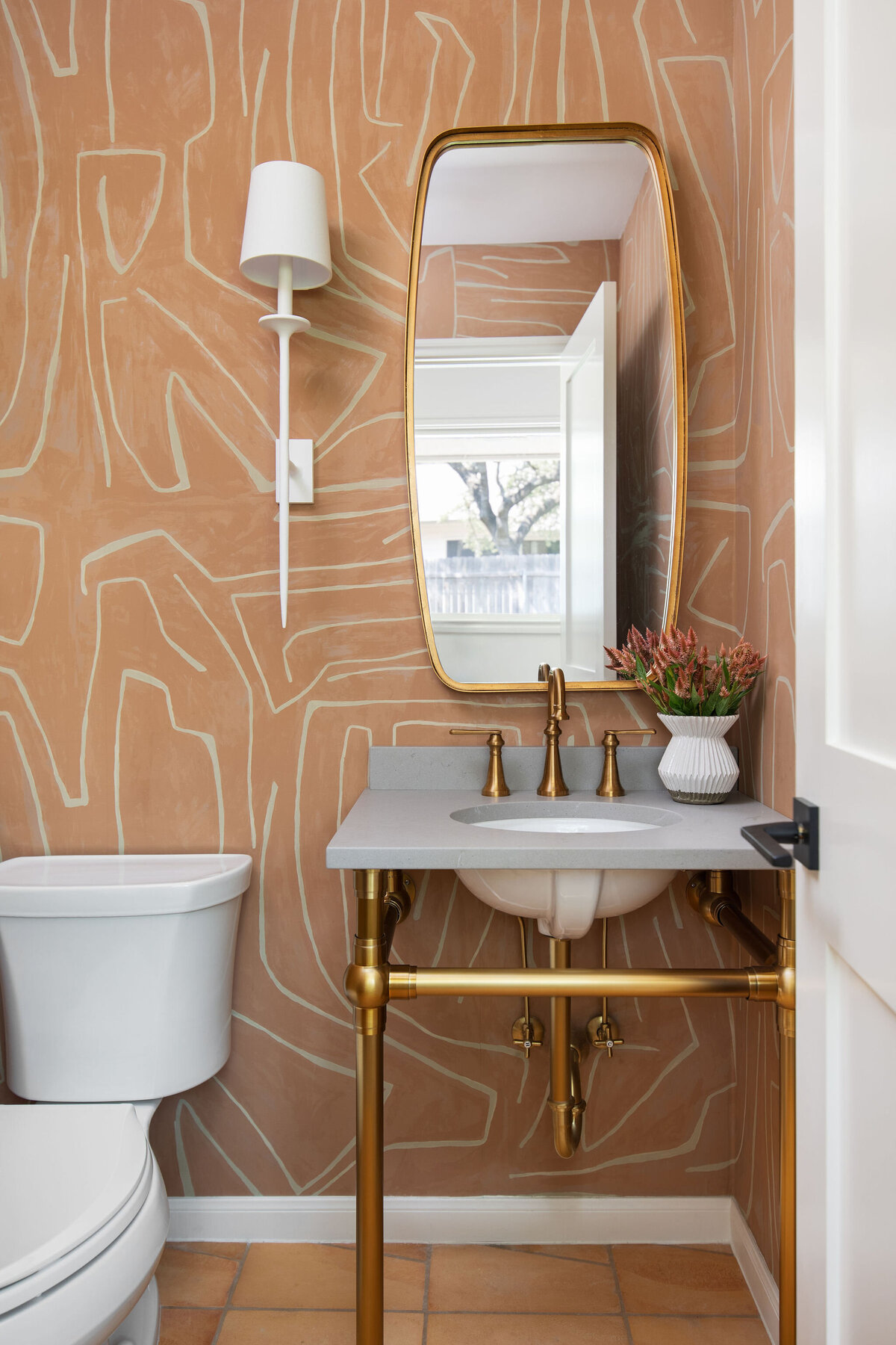 hello-home-Powder-Room-Terra-Cotta-Walls-Brass-Fixtures-20